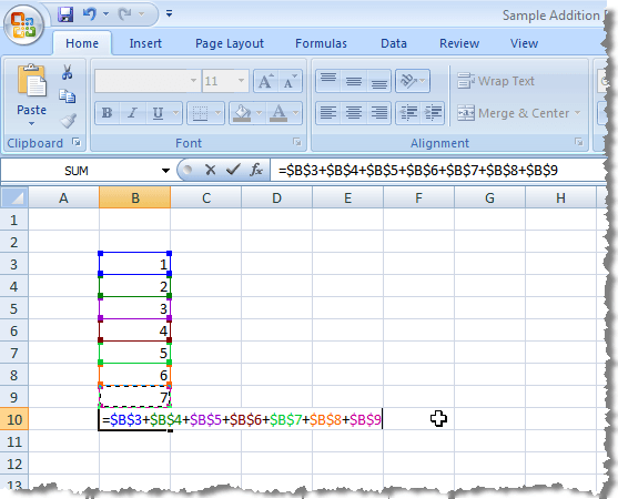 Creating a formula with absolute references