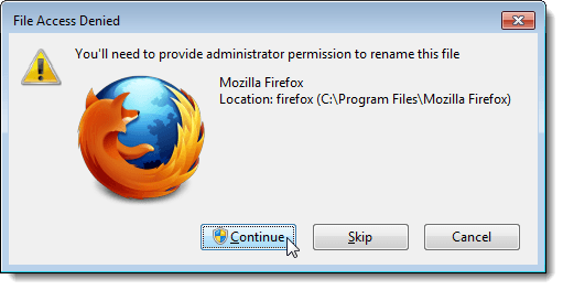 File Access Denied dialog box