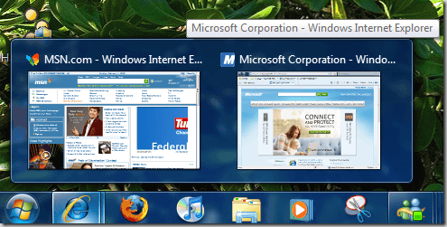 windows 7 taskbar preview